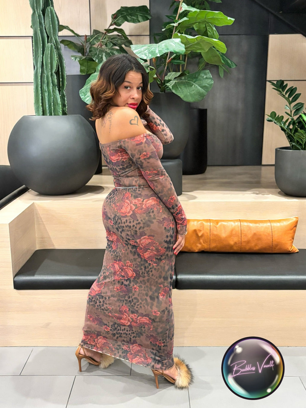 Floral Leopard Mesh Maxi Set