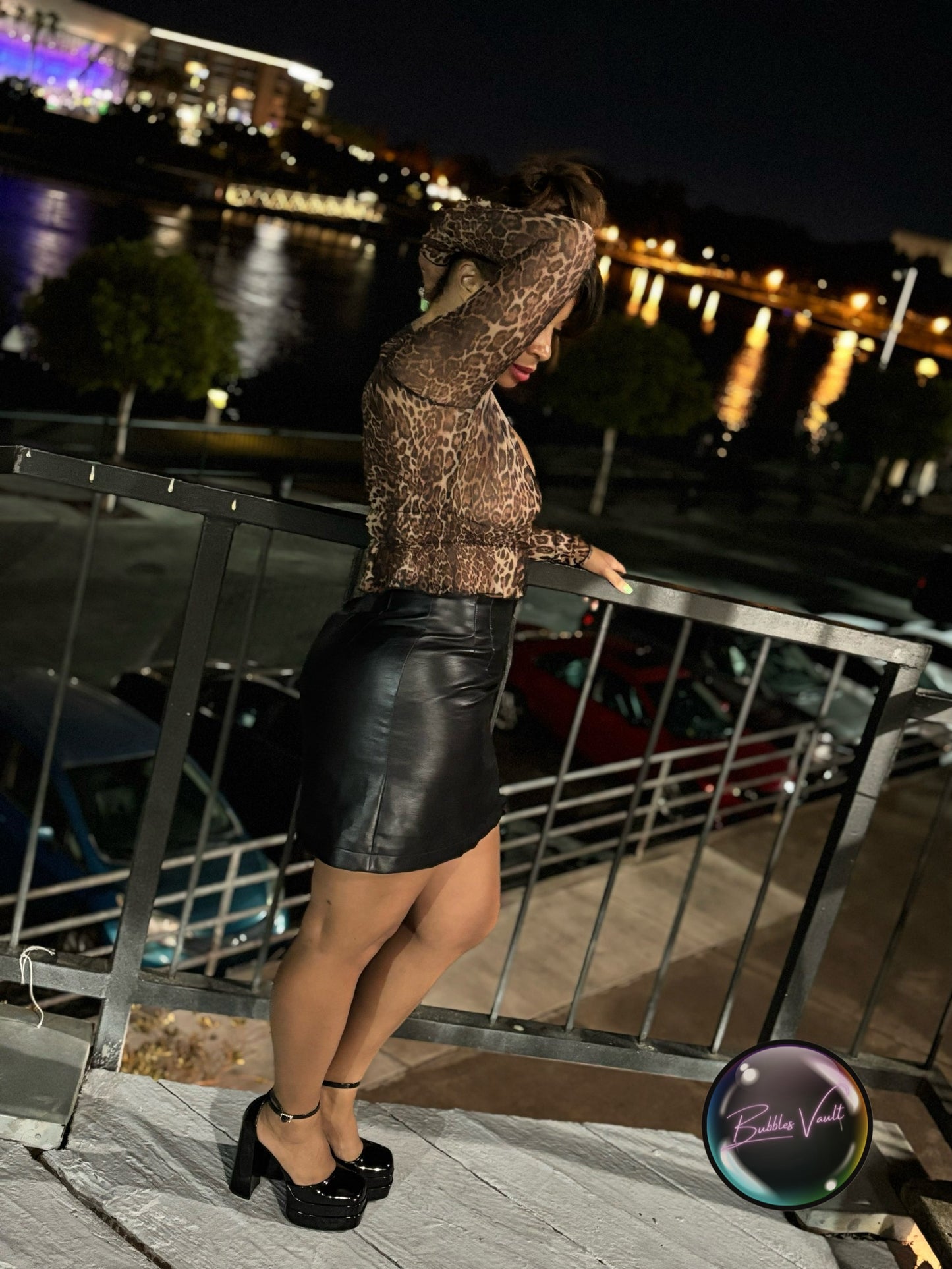 Leopard Print Mesh Top