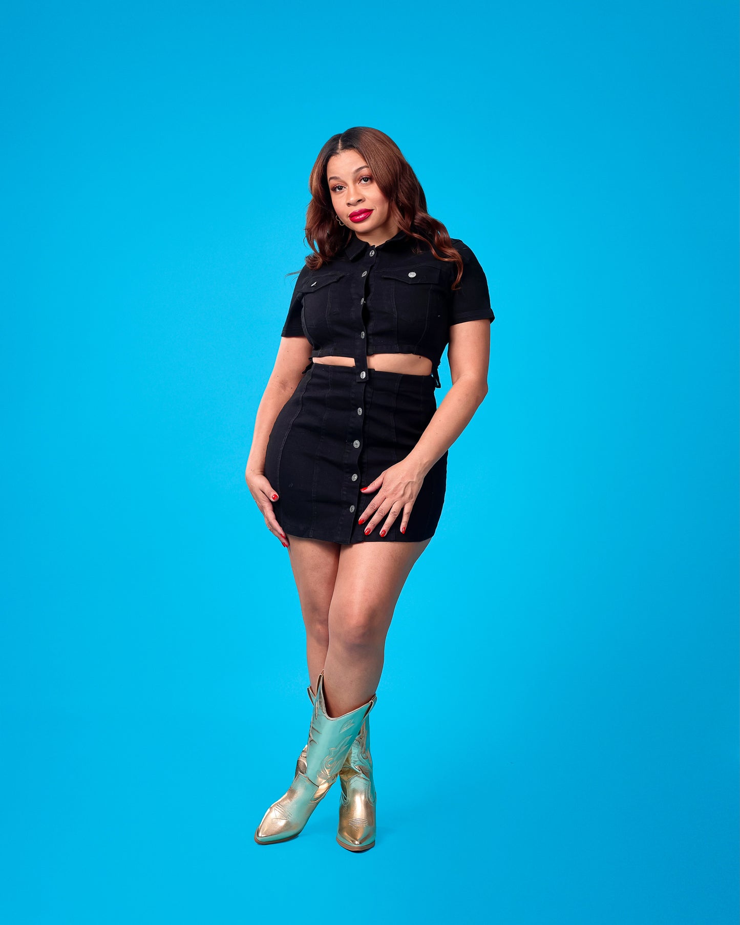 Peek A Boo Denim Dress