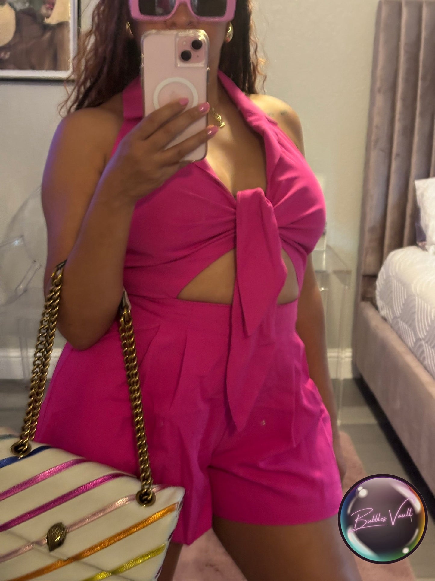 Backless Halter  Romper Shorts