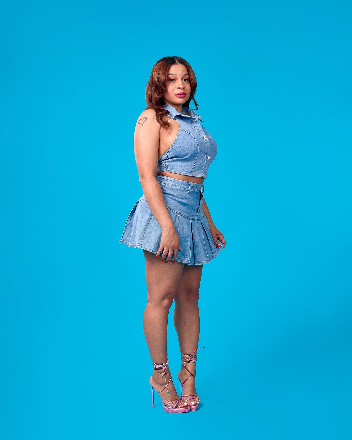Adorable Denim Skirt Set