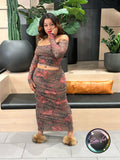 Floral Leopard Mesh Maxi Set