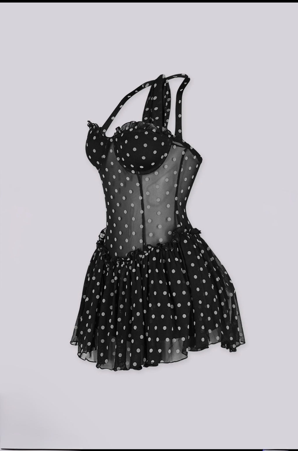 Black Polka Dot Ruffle Romper