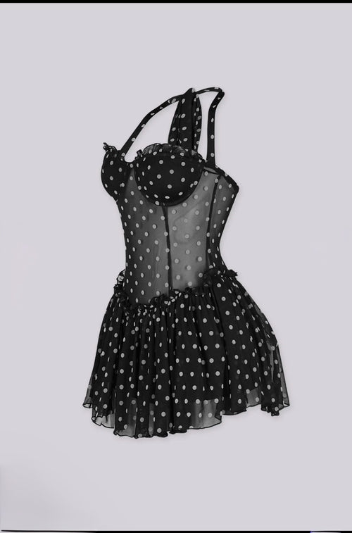 Black Polka Dot Ruffle Romper