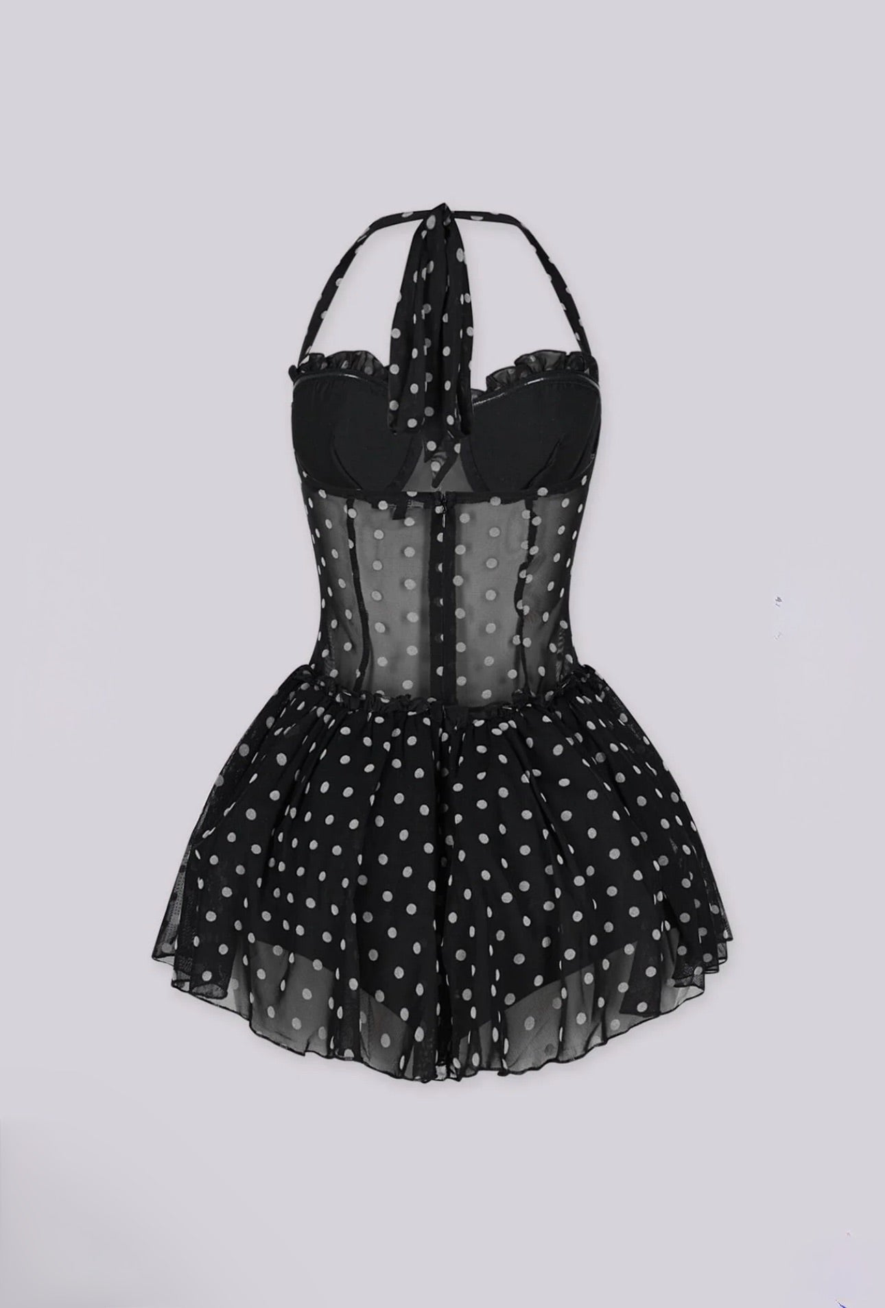 Black Polka Dot Ruffle Romper