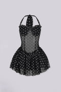 Black Polka Dot Ruffle Romper