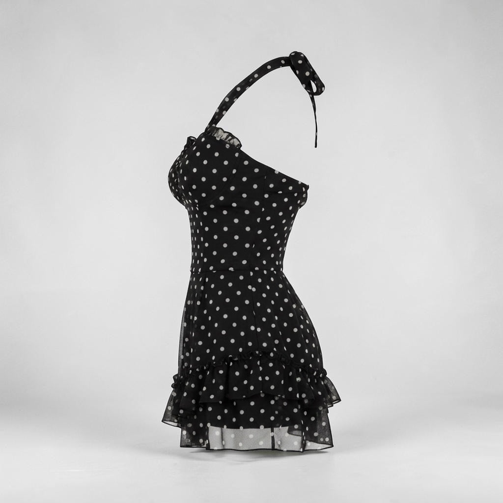 Black Polka Dot Ruffle Romper