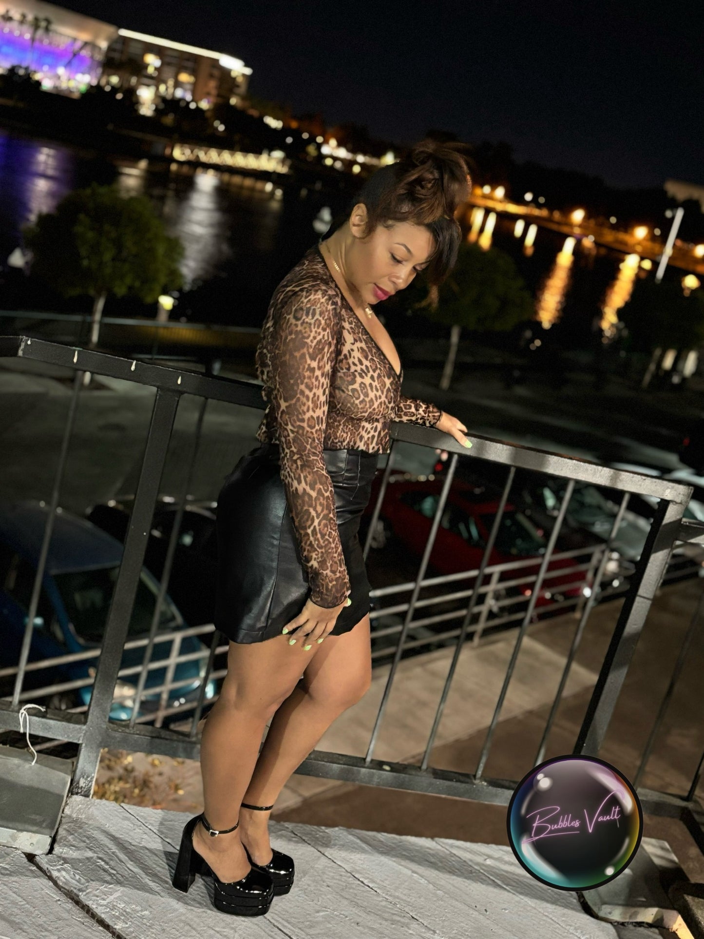 Leopard Print Mesh Top