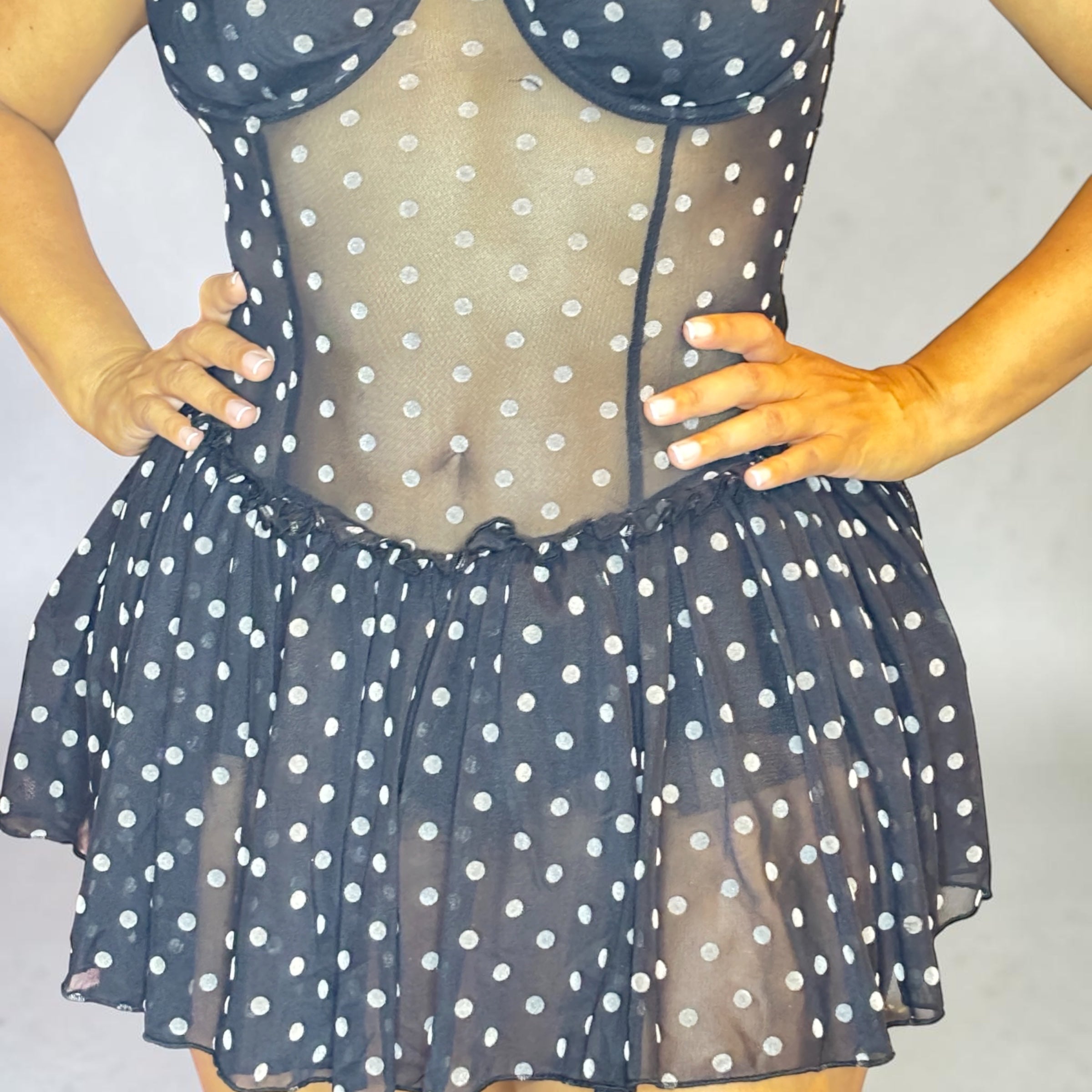 Black Polka Dot Ruffle Romper