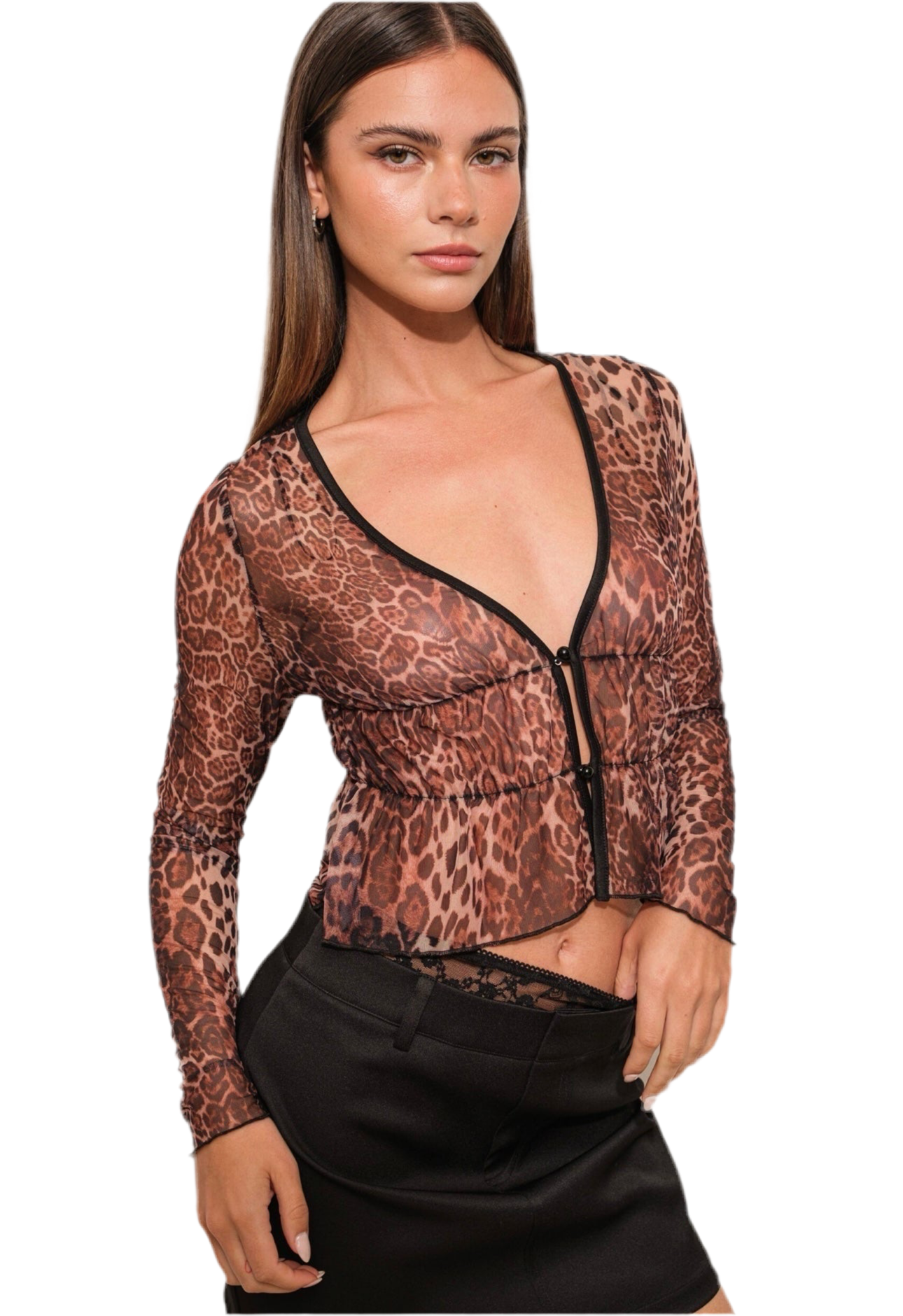 Leopard Print Mesh Top