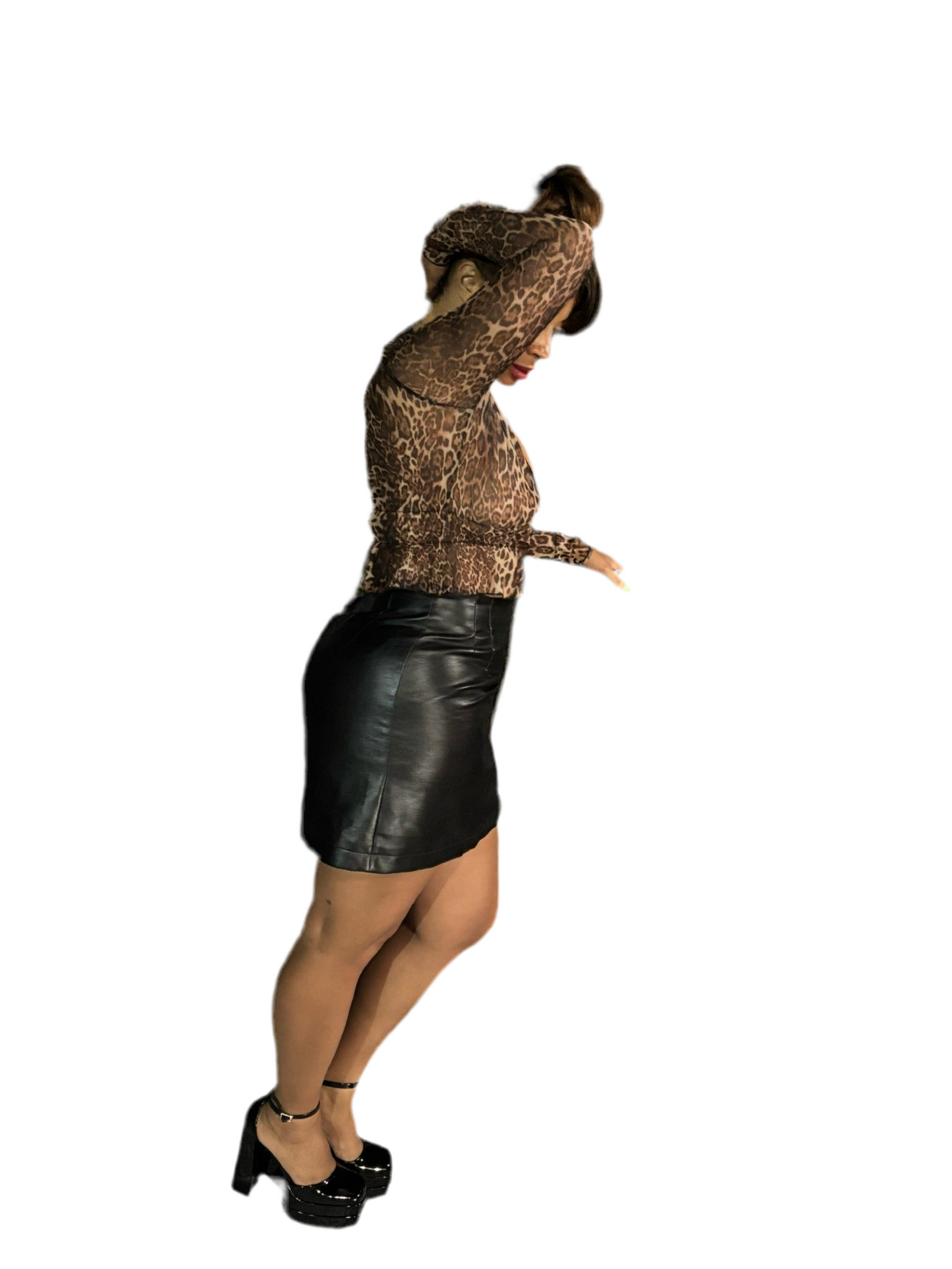 Leopard Print Mesh Top