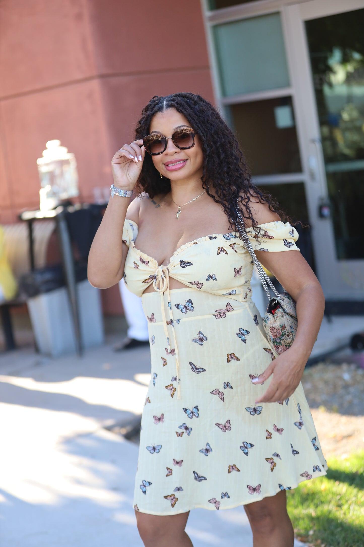 Butterfly Bliss On or Off-Shoulder Dress